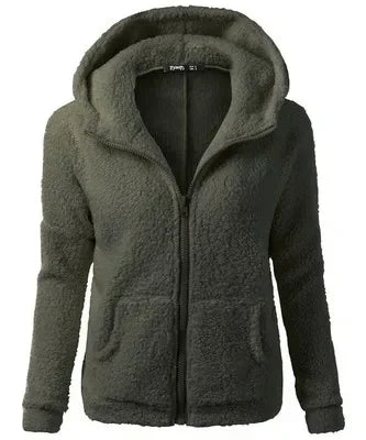 Autumn Winter Warm Jacket Women Hoodie Hooded 2025 Casual Female Hoodies Sweatershirt Zipper Coat Solid Soft Fleece Women Coat