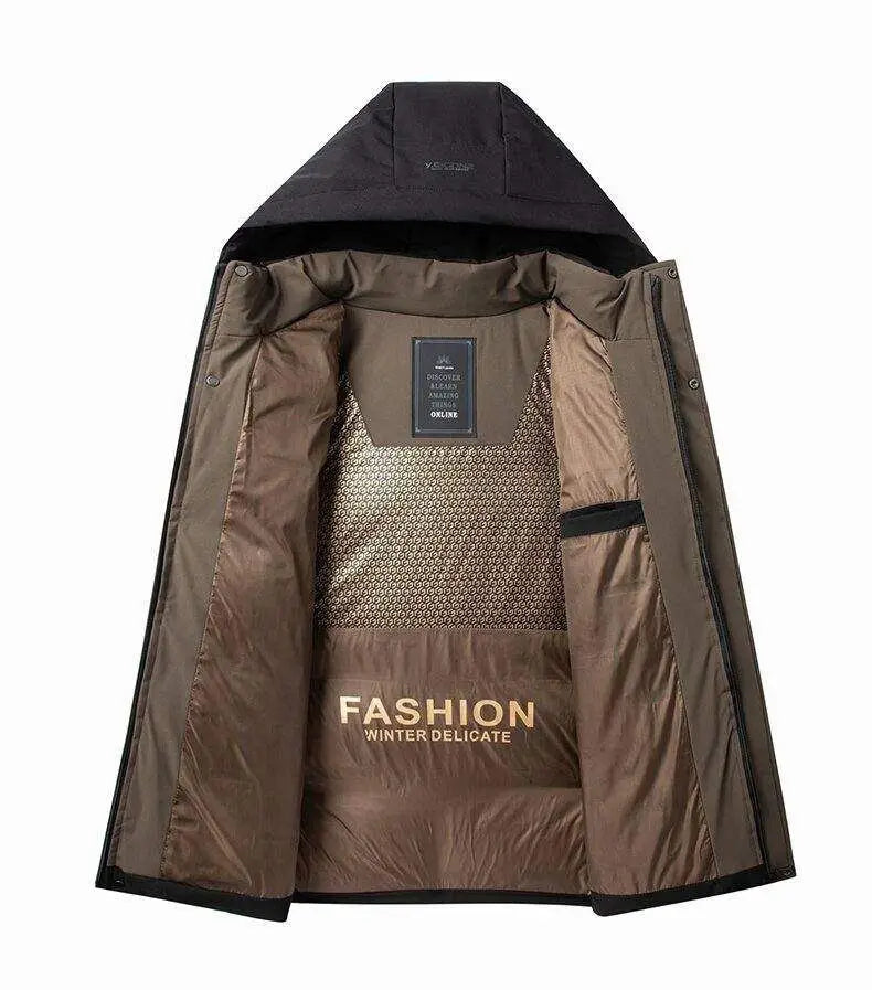 2025 Winter New Men's Graphene Thickened Warm Fashion Casual Hooded Cotton Jacket