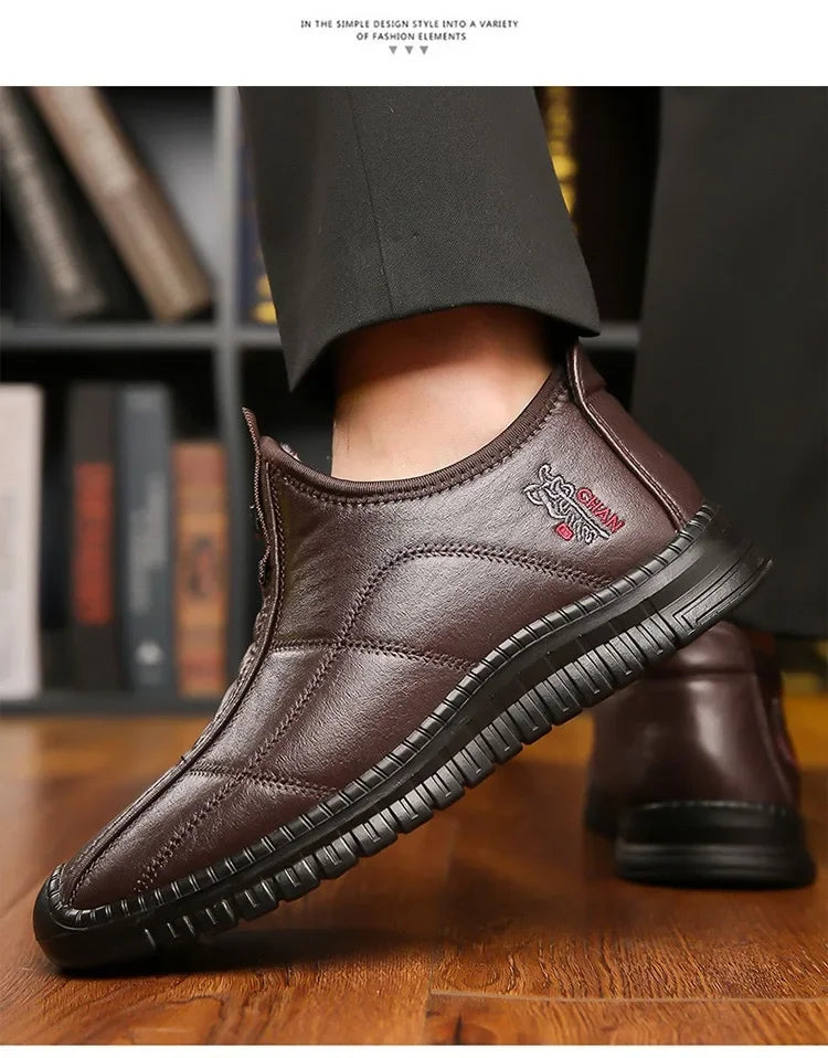 Winter men's boots are warm waterproof non slip thick walking boots, and oversized work shoes for men aged 38-48 platform boots