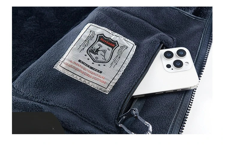 Mens Retro Fleece Clothing Coat Autumn Winter Fashion Graphenewarm Hooded Jacket Jogger Hiking Sports With Thick Cardigan Jacket