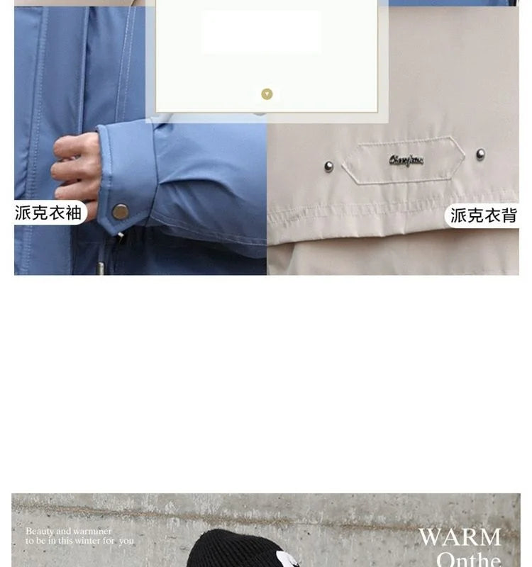 Winter Coat 2024 New Thicken Parker Women's Warm Detachable Inner Down Cotton Jacket Female Loose Warm Hooded Parkas Overcoat