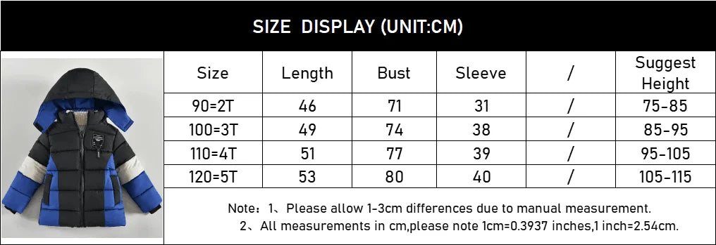 Winter Keep Warm Boys Jacket Letter Printing Fashion Baby Coat Hooded Outerwear Birthday Gift 2 3 4 5 Years Old Kids Clothes