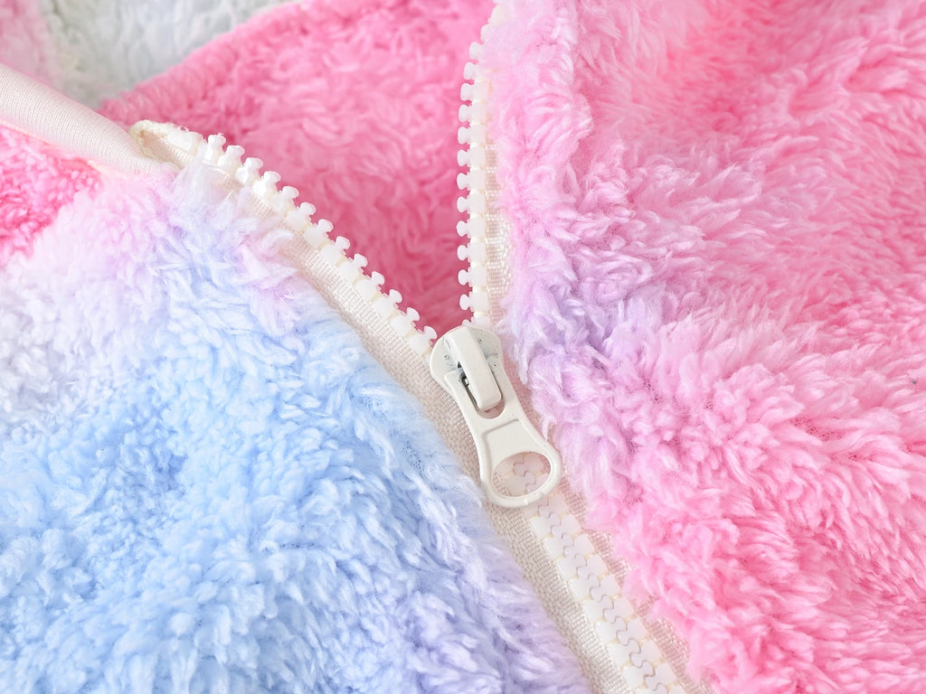 Girls woolen hooded coat solid color zipper coat children's winter clothes