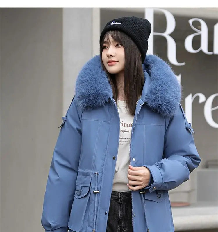 Winter Coat 2024 New Thicken Parker Women's Warm Detachable Inner Down Cotton Jacket Female Loose Warm Hooded Parkas Overcoat
