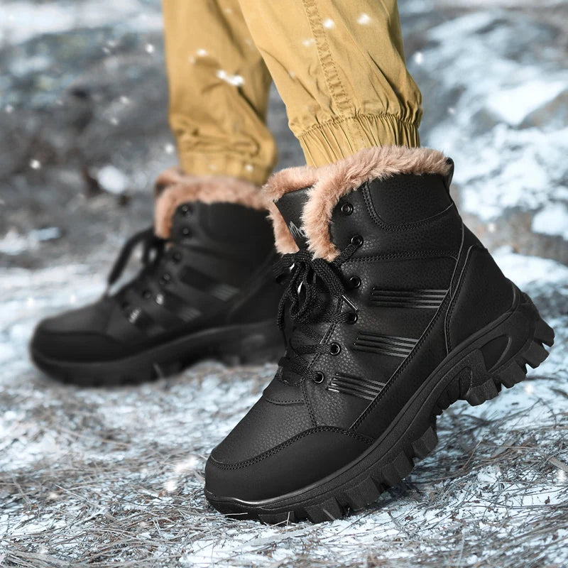 Men's Winter Boots 2025 Warm Waterproof Non-Slip Plush Sneakers Shoes Male Winter Tenis Boots Comfortable Slip-On Plush Lined