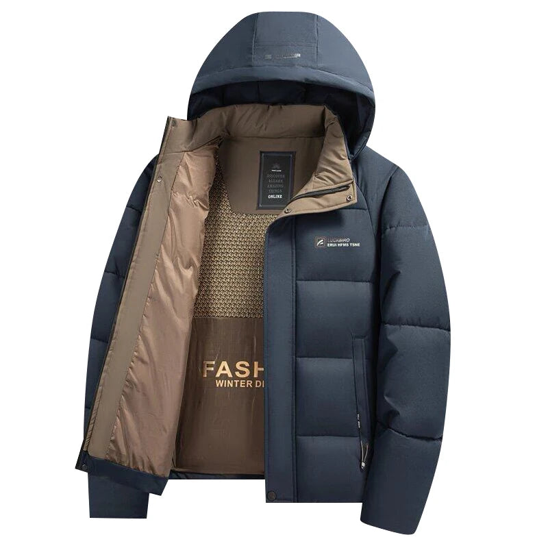 2025 Winter New Men's Graphene Thickened Warm Fashion Casual Hooded Cotton Jacket