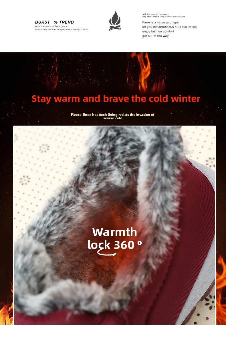 Women's Boots 2025 Winter Shoes For Women Ankle Boots Warm Fur Botas Mujer Waterproof Low Heels Snow Boots Winter Flat Shoes