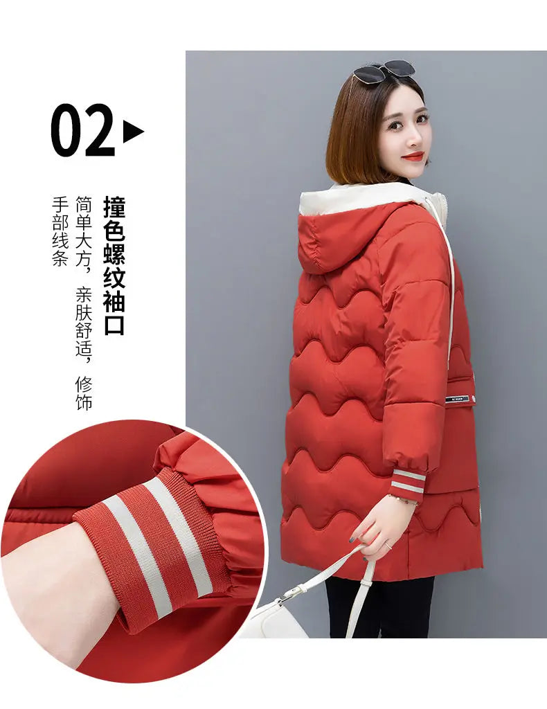 Long Winter Jacket Women Down Cotton Coats 2024 New Cotton Padded Puffer Parka Coat Women Hooded Outwear Thicken Warm Jacket 4XL