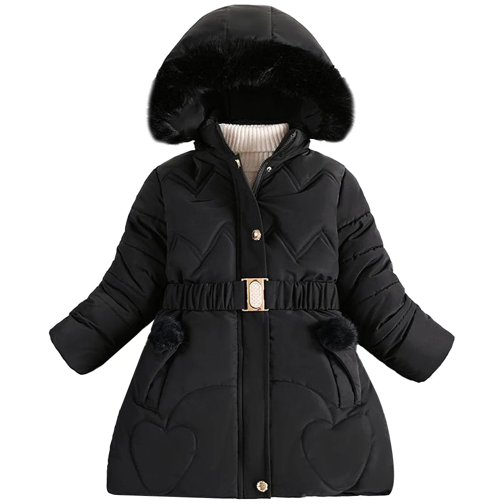 Girls' Winter Jacket with Hood,Children's Winter Coat,Warm Quilted Jacket,Kids Down Cottob Jacket,Outdoor Windproof Puffer Coat