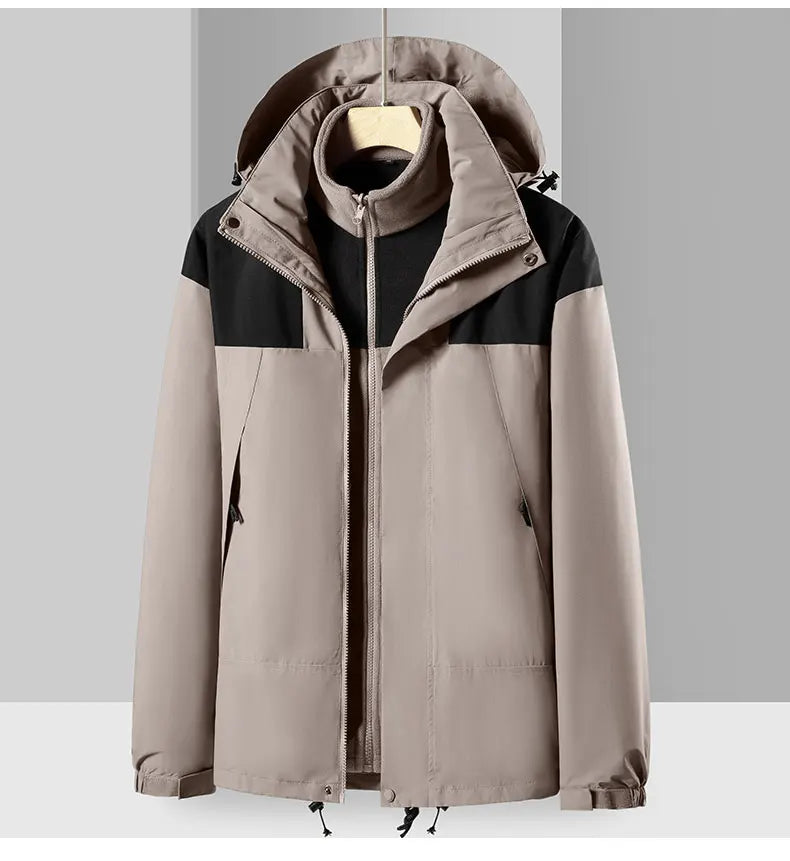 Winter Hiking Jackets Warm Windbreaker Outerwear Waterproof Windproof Jacket Men Skiing Camping Women Coats Hooded Fleece Jacket