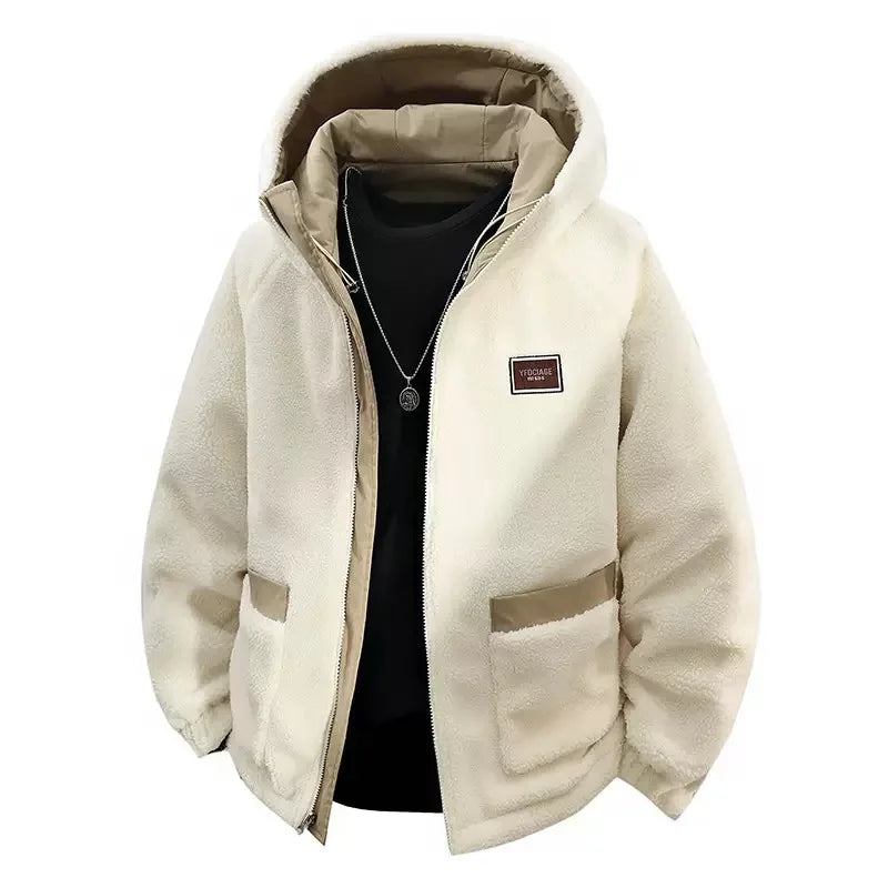 Winter Fashion Trend With Thick Fleece and Warm Hooded Jacket For Men's Casual Loose Sports Plus Large Size High-Quality Jacket