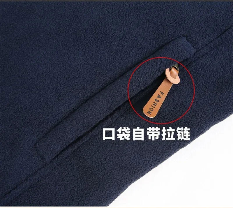 Winter Thicken Polar Fleece Jacket Warmth Windproof Full Zip Up Coat Multiple Zipper Pockets Outdoors Plus Size Jackets Outwear