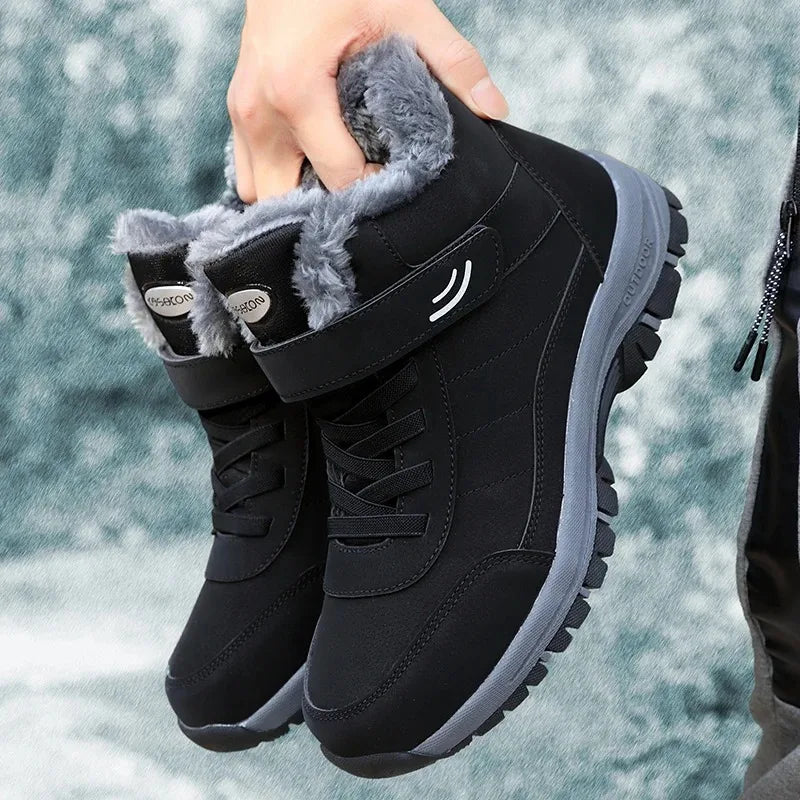 Winter Snow Boots Women Shoes Warm Breathable Hiking Shoes Women Anti-slip Flat Bottom Ankle Boots Short Plush Men Shoes Women