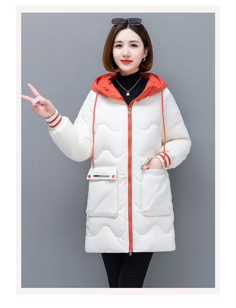 Long Winter Jacket Women Down Cotton Coats 2024 New Cotton Padded Puffer Parka Coat Women Hooded Outwear Thicken Warm Jacket 4XL