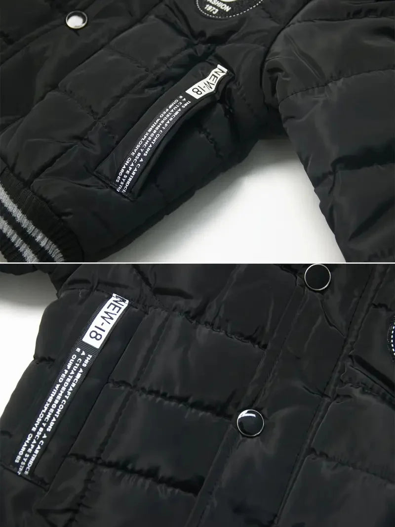 Winter Autumn Boys Girls Thick Jackets Kids Padded Fleece Warm Coats Children Hooded Cotton Outerwear Kids Snowsuit Clothes