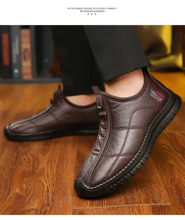 Winter men's boots are warm waterproof non slip thick walking boots, and oversized work shoes for men aged 38-48 platform boots