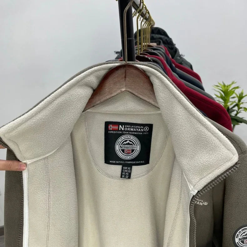 Winter Wool Jacket Men's Mountaineering Double-layer Thick Pocket Jacket Outdoor High Neck Windproof Skiing Sweatshirt Jacket Me