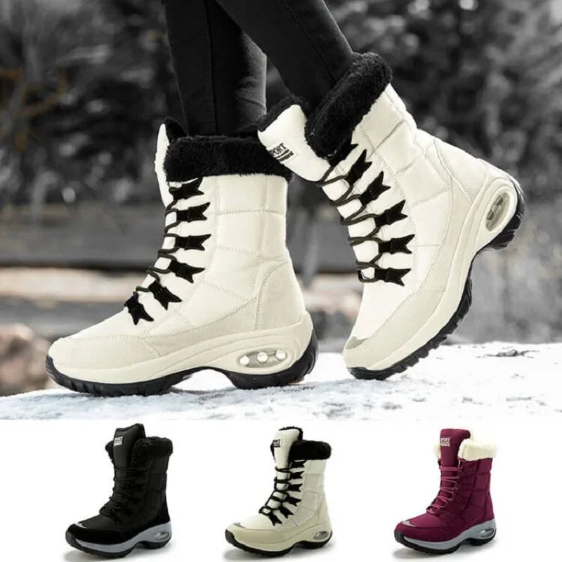 Winter Hiking Boots Shoes for Women Platform Fur Warm Snow Boots Waterproof Slip on Women Comfortable Outdoor Ankle Boots Winter
