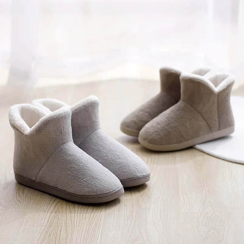 Men Indoor Slippers Warm Plush Winter Shoes Male Platform Snow Boots