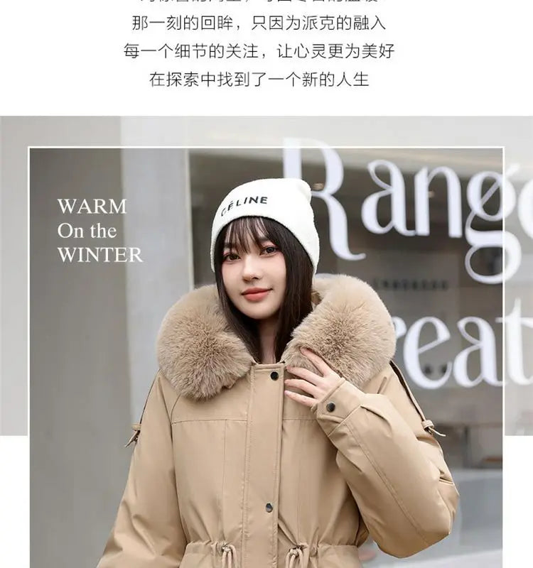 Winter Coat 2024 New Thicken Parker Women's Warm Detachable Inner Down Cotton Jacket Female Loose Warm Hooded Parkas Overcoat