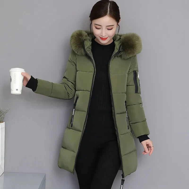 Winter Coat 2025 New Women's Thick Cotton Jacket Women Hooded Coat Medium long Casual Student Jackets Female Warm Parka Overcoat