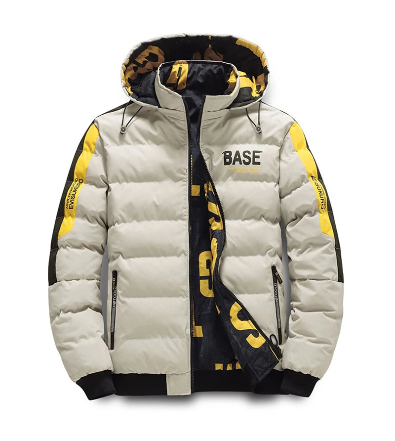 Winter Men's Cotton Jacket Fashion Warm Comfortable Padded Thickened Down Jackets Coat New Double-Sided Clothes Removable Cap