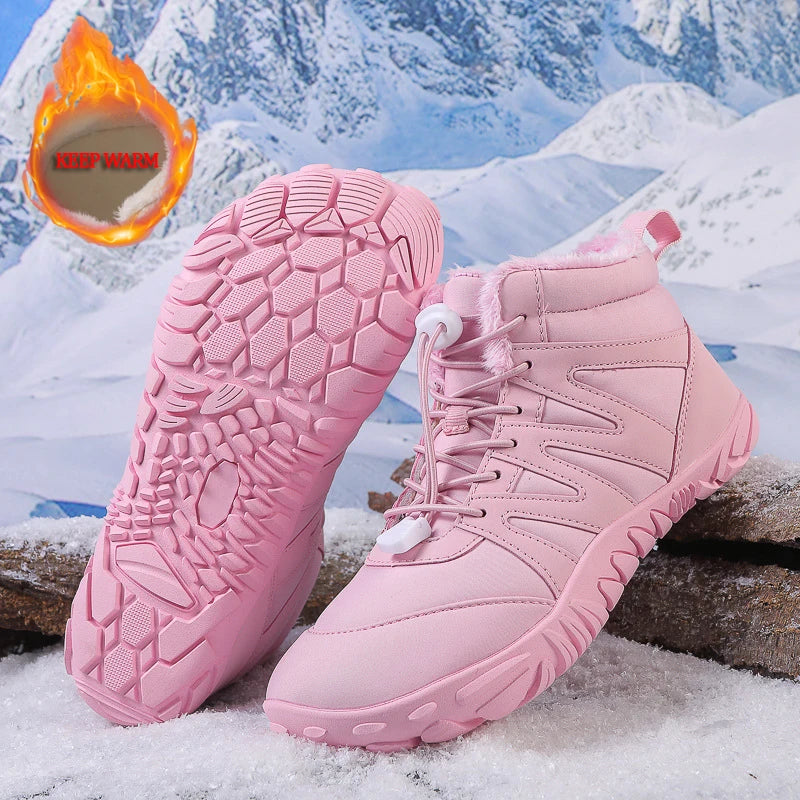 New Outdoor Sports Cotton Shoes With Plush Insulation Boots, Wear-Resistant And Non Slip Snow Boots, Winter Thick Couple Shoes