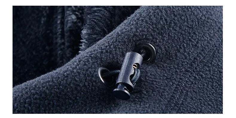 Men's Winter Fleece Jacket British Street Thickened Polar Fleece Hooded Jacket Casual Plus Size Cold-proof Warm Pocket Coat