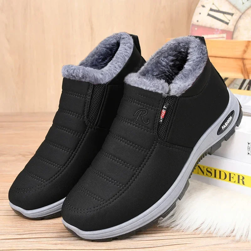 Winter 2025 new men's and women's cotton shoes with thick velvet and warm snow boots windproof couple's short boots anti slip