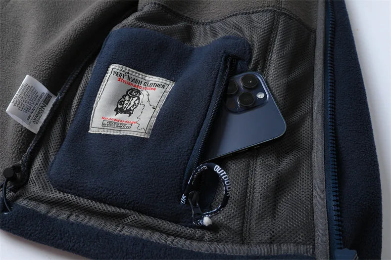 2024 Brand Winter Fleece Jacket Men's Casual Thickened Wool Jacket high quality Design Warm Fashion Hooded Coat Outdoor Ski Suit