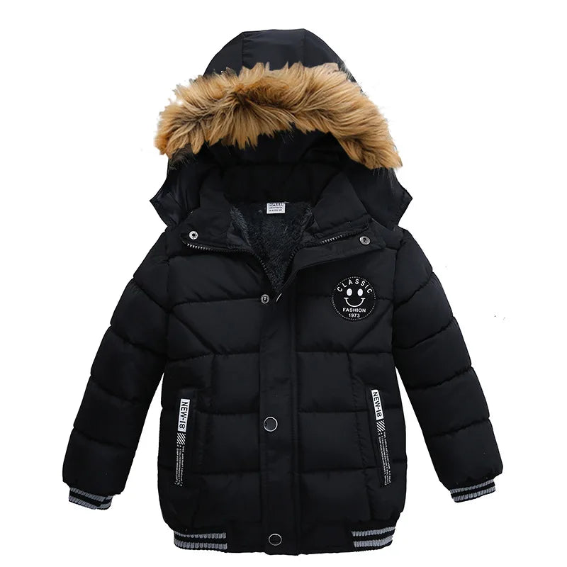 Winter Autumn Boys Girls Thick Jackets Kids Padded Fleece Warm Coats Children Hooded Cotton Outerwear Kids Snowsuit Clothes