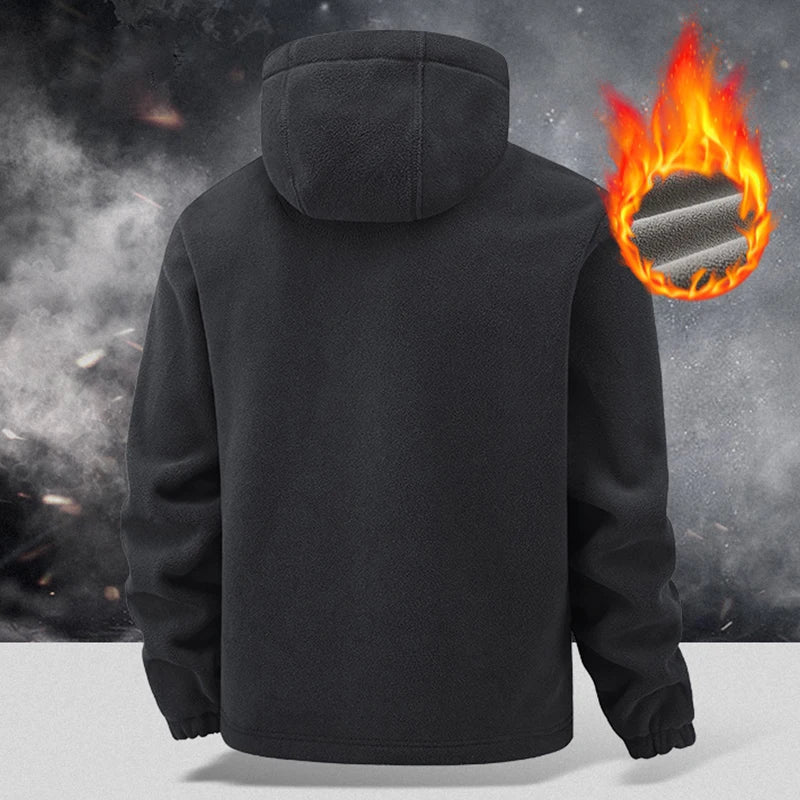 Autumn Winter New Hooded Fleece Jacket Men Outdoor Sports Windproof Tactical Zip Coat Men Warm Thick High Quality Jacket Male