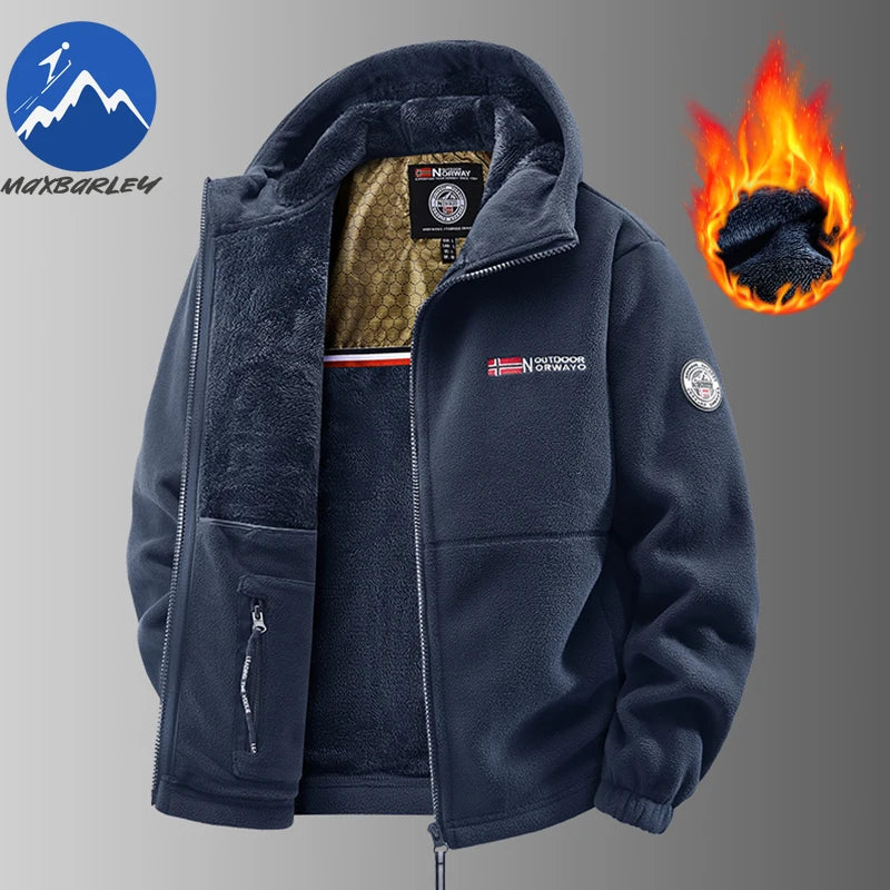 Mens Retro Fleece Clothing Coat Autumn Winter Fashion Graphenewarm Hooded Jacket Jogger Hiking Sports With Thick Cardigan Jacket