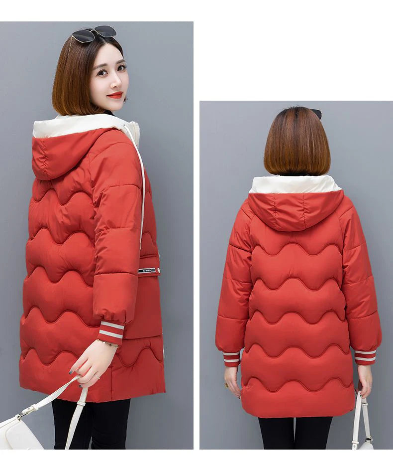 Long Winter Jacket Women Down Cotton Coats 2024 New Cotton Padded Puffer Parka Coat Women Hooded Outwear Thicken Warm Jacket 4XL