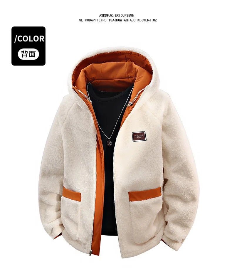 Winter Fashion Trend With Thick Fleece and Warm Hooded Jacket For Men's Casual Loose Sports Plus Large Size High-Quality Jacket