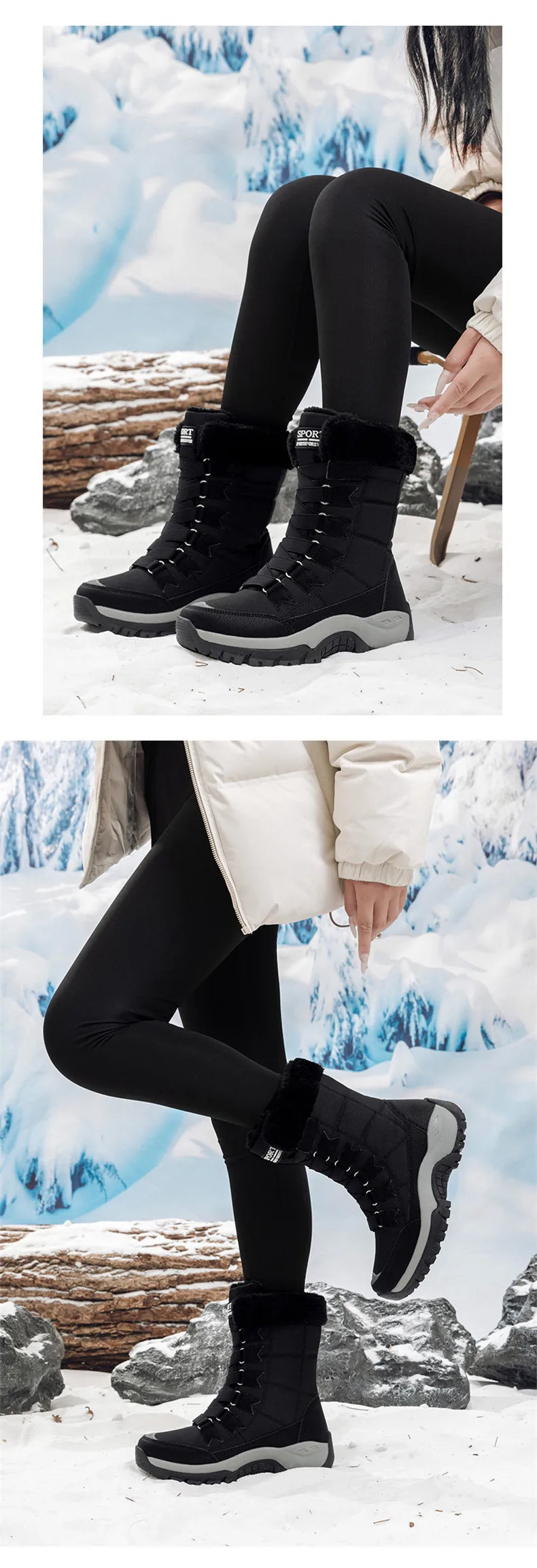 New Winter Women Boots High Quality Warm Women's Snow Boots Comfortable Ankle Boots Outdoor Waterproof Hiking Boots Size 36-42