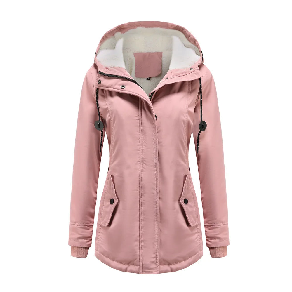 Winter Down Jackets Coats Women Warm Parkas Hooded Waterproof Thick Plush Fleece Lined Female Cotton Puffer Jacket Overcoat AY81