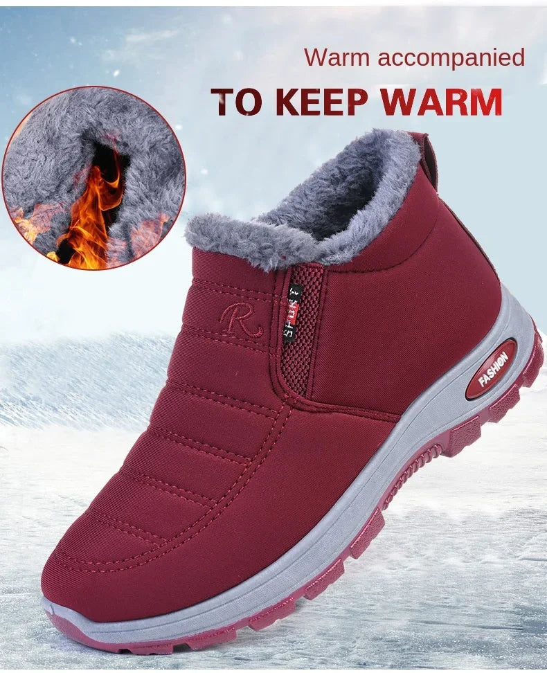 Winter 2025 new men's and women's cotton shoes with thick velvet and warm snow boots windproof couple's short boots anti slip