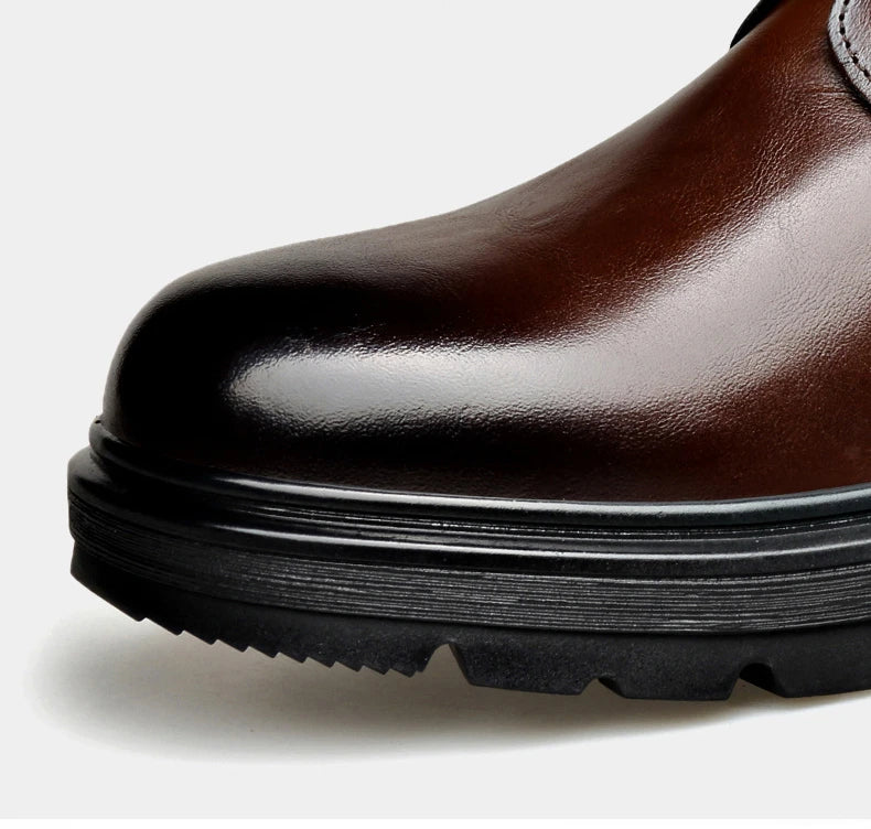 Autumn Winter Side Zipper Genuine Leather Boots for Men Fashion Casual Warm Cotton Work Shoes Man New Designer Ankle Boots Male