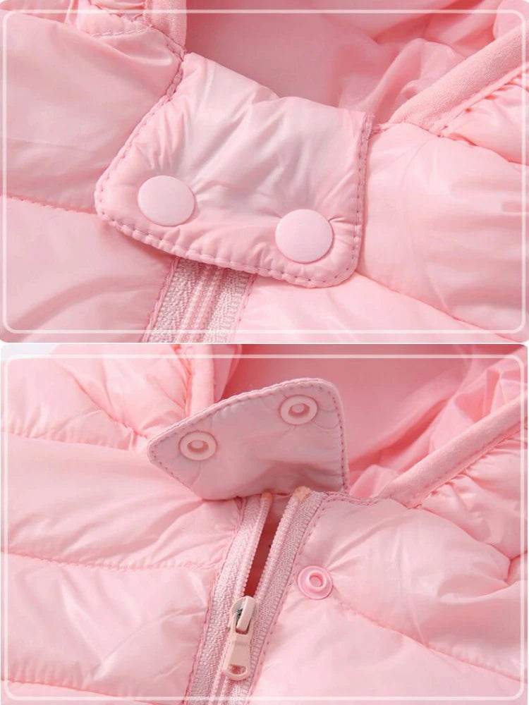 Boys Girls Lightweight Down Jacket Baby Hooded  Zipper Coats Autumn Winter Warm Outerwear 0-5 Years Kids Christmas Birthday Gift