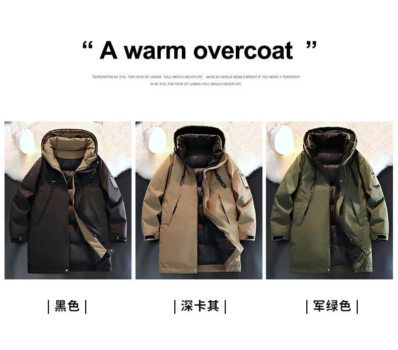 2024 Autumn/Winter New Fashion Solid Color Thick Warm Hooded Coat Men's Casual Loose High-Quality Plus-Size Cotton-Padded Jacket