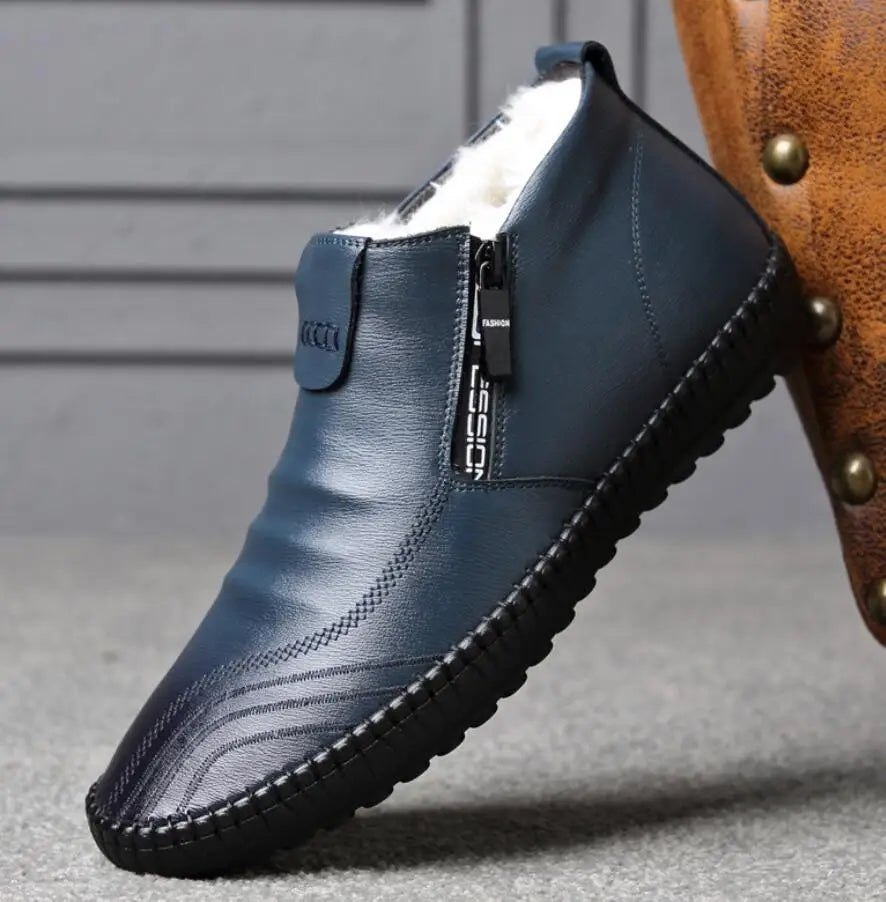 2025 Natural Wool Winter Shoes Men Genuine Leather Warmest Snow Boots Army Homme Walking Botas Hombre Platform Boots