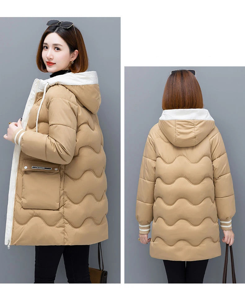 Long Winter Jacket Women Down Cotton Coats 2024 New Cotton Padded Puffer Parka Coat Women Hooded Outwear Thicken Warm Jacket 4XL