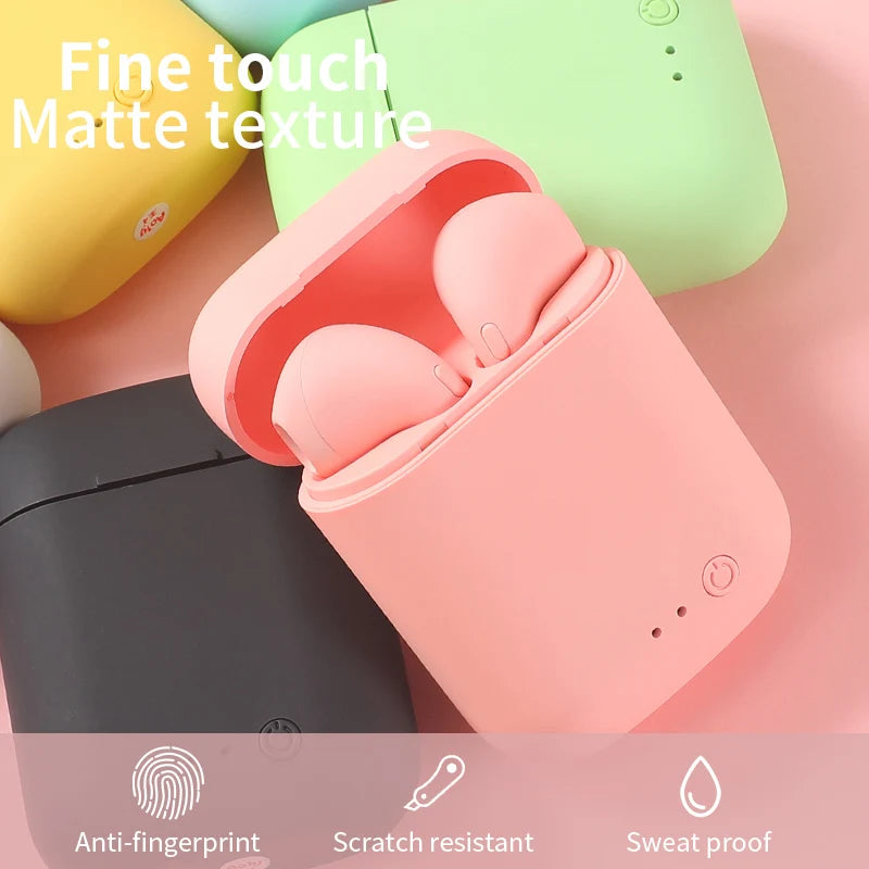 Casque Bluetooth I12 Macaron mat, casque binaural sans fil pour le sport, casque Bluetooth 5.0 I12tws 