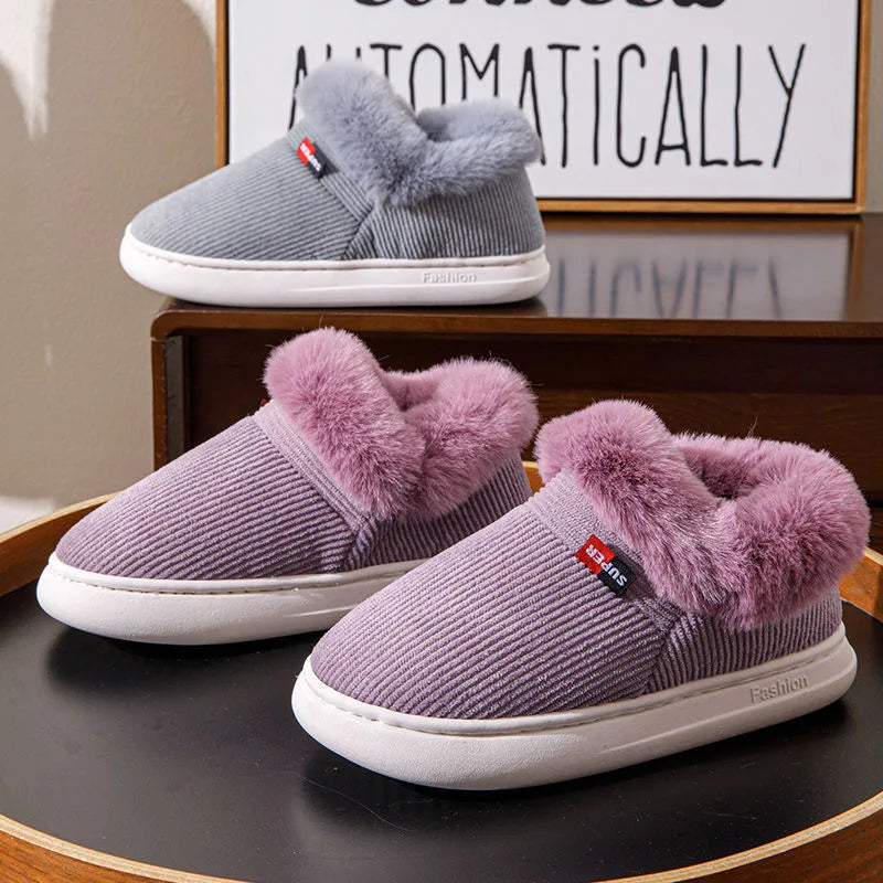 Winter Women Shoes Casual House Shoes for Men 2025 Outdoor Warm Cotton Shoes for Women Indoor Plush Padded Slippers Female