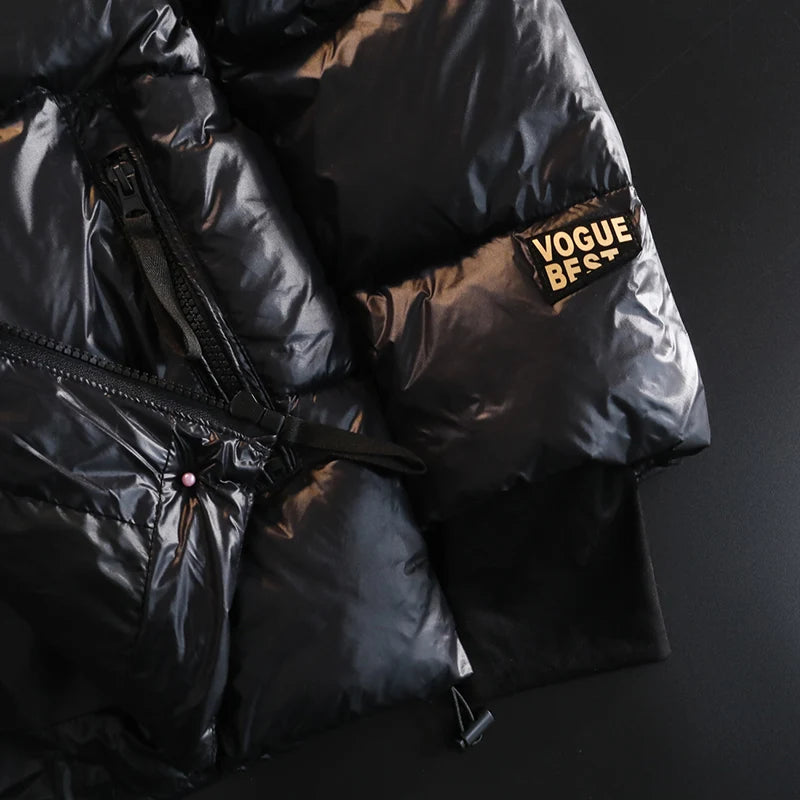 Winter Warm Jacket Men's Trendy Brand Black Gold Bright Waterproof Warm Parka Short Casual Down Cotton Padded Coat man padded