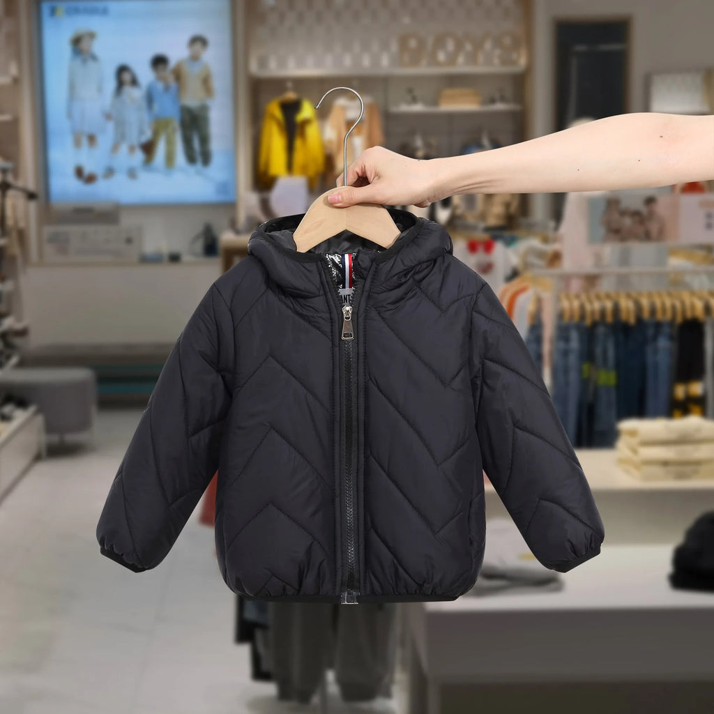 Winter Children's Jacket Girl 0-7Y Kids Boy Lightweight Hooded Padded Jacket Chevron Quilted Warm Down Cotton Coat Outerwear
