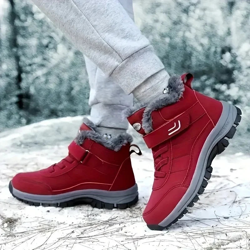 Winter Snow Boots Women Shoes Warm Breathable Hiking Shoes Women Anti-slip Flat Bottom Ankle Boots Short Plush Men Shoes Women