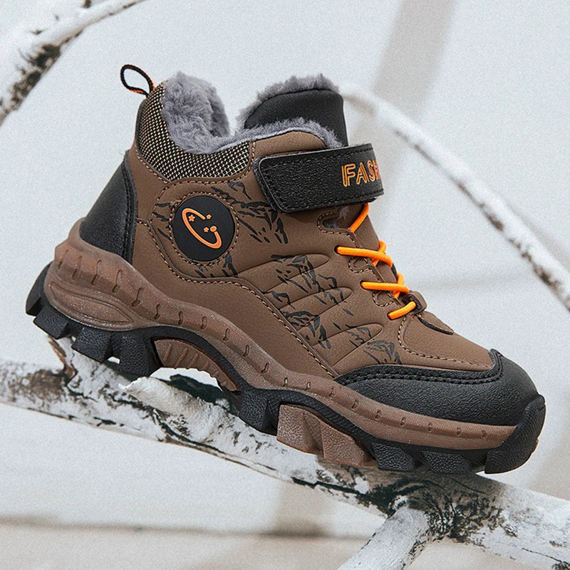 Waterproof Winter Snow Boots for Boys Non-Slip Warm Ankle Shoes Kids Outdoor Trekking Hiking Sneakers Children's Fashion Boots