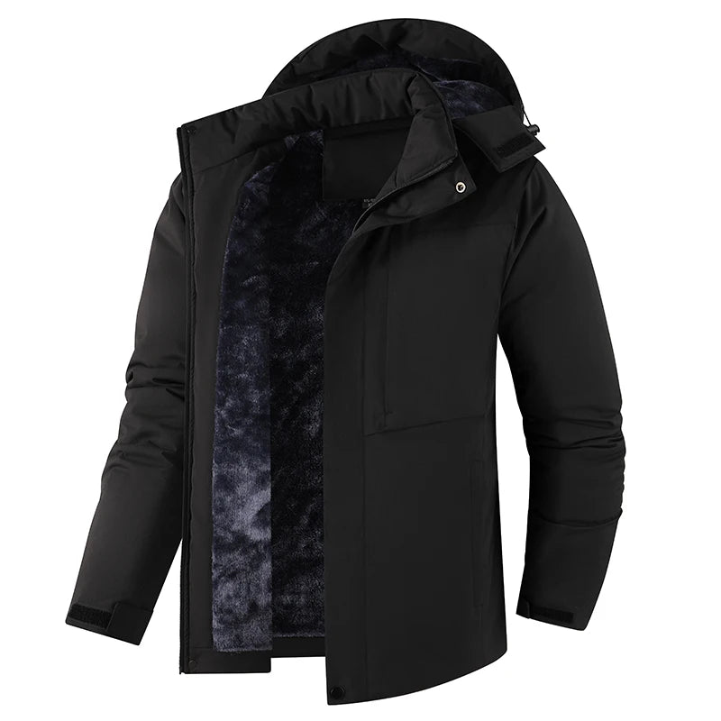 Winter Men Warm Waterproof Jackes Coat Mens Windproof Fleece Thicken Jacket Parkas Man Outdoor Casual Hooded Coat Jackets Male